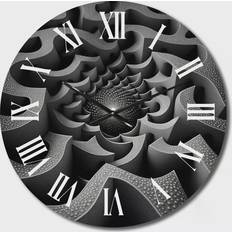 Design Art Through The Rabbit Hole Black White Wall Clock 16"