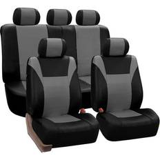 FH Group Universal Fit Faux Car Seat Covers Split Rear Bench Full Set PU003115GRAY