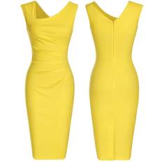 Women - Yellow Dresses Haute Edition Women's Retro Sleeveless Bodycon Dress Yellow