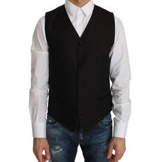 Silk Vests Dolce & Gabbana Black Silk Dress Men's Waistcoat