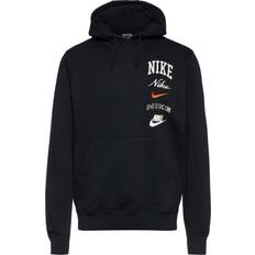 Oberteile reduziert Nike Club Fleece Men's Pullover Hoodie - Black/Safety Orange