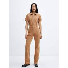 Brown Jumpsuits & Overalls Mango Women's Zipper Detail Corduroy Jumpsuit Brown