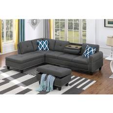 Devion Furniture Sectional with Ottoman Grey 99.5" 5 Seater