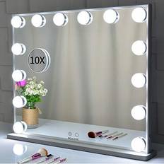 Vanity Mirror With Lights,makeup Mirror With Lights,3 Color Lighting Modes  Detachable 10x Magnification Mirror Touch Control,14.6inches (white)