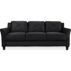 Black Sofas Lifestyle Solutions Harper Tufted Black Sofa 78.7" 3 Seater