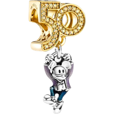 Pandora Disney Parks Mickey Mouse 50th Anniversary Dangle Charm - Silver/Gold/Transparent/Multicolour