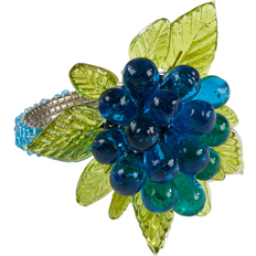 Glass Napkin Rings Saro Lifestyle Flower and Leaves Design Beaded Napkin Ring 1.5" 4