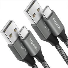 Cables etguuds 2-Pack 3ft USB C Cable 3A Fast Charge USB A to Type C Charger Cord Braided Compatible with Samsung Galaxy A10e A20 A50 A51 A71 S20 S10 S9 S8 Plus S10E Note 8 Moto G7 G8 3ft Gray
