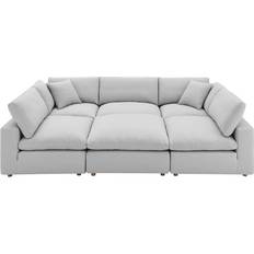 Modular Sofas modway 6 - Piece Upholstered Sectional Light Gray Sofa 120" 6 6 Seater