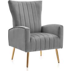 Wing Chairs Armchairs Belleze 014-HG-30342-GY Modern Grey Armchair 39"