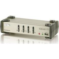 KVM-Switches ATEN 4-Port USB 2.0 KVMP Switch with Audio Support and Cables CS1734B Silver