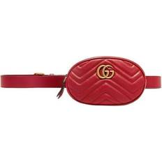 Gucci Skuldervesker Gucci Women Belt Marmont Quilted Size 75Cm Red Leather Cross Body Bag