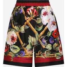 Seide Hosen & Shorts Dolce & Gabbana Pyjamashorts Aus Twill Rosengarten-print Frau Collection Print