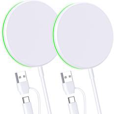 Cellet Wireless Charger for iPhone 15 Plus (15W Magnetic High Powered Fast  Charging with USB-C Cable) - White 