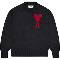 Knitted Sweaters - Women AMI De Coeur Logo Sweater - Black/Red