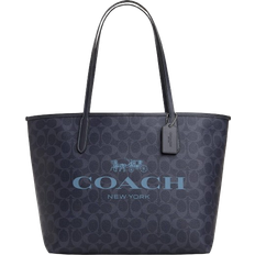 Coach Bags Coach City Tote In Signature - Silver/Denim/Midnight Navy
