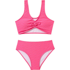 Bikinis Shein Girl's Solid Color Ruffled Textured Swimsuit Set - Multicolor