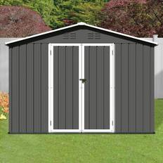 Outbuildings DHPM Shed 6' x 8' Outdoor Storage, Metal Garden Shed, Backyard Storage Shed with Double Lockable Doors,can be Used as Bike shed, Trash can shed, Tool shed,pet shed (Building Area )