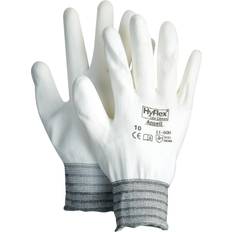 Ansell Hyflex 11-600 Light Duty Industrial Workwear Safety Gloves with Palm Coating White Pairs