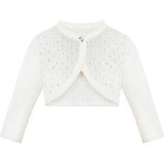 Cardigans Lilax Baby Girls' Knit Long Sleeve One Button Closure Bolero Shrug 12-18 Months Cream