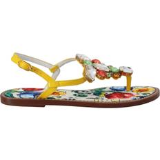 Dolce & Gabbana Sandals Dolce & Gabbana Multicolor Majolica Crystal Sandals Flip Flop Shoes