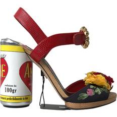 Sandaletter Dolce & Gabbana Multicolor Floral-Embellished Cylindrical Heels AMORE Sandals EU35/US4.5