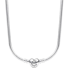 Damen Halsketten Pandora Moments Heart Clasp Snake Chain Necklace - Silver