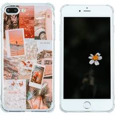Arste Case for iPhone 7 Plus8 Plus, Vintage Vibe Aesthetic Retro Beach Sunset Vacation Surfing Butterfly Slim TPU Bumper Shockproof Protective Cover Women Girls Support Wireless Charging