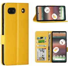 Yellow Wallet Cases Eastcoo for Google Pixel 6A Wallet Case, Premium PU Leather Flap Wallet Case with ID&Credit Card Pockets, [Wrist Strap Magnetic Closure][ Built-in Kickstand] for Google Pixel 6A Phone case Yellow