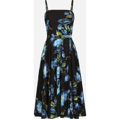 Seide Kleider Dolce & Gabbana Floral silk-blend midi dress blue