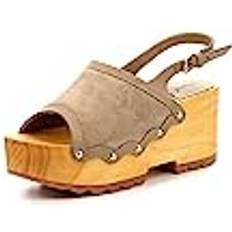 Kickers Schuhe Kickers Damen Wedge Wood Sandale mit Absatz, helles beige