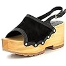 Kickers Schuhe Kickers Damen Wedge Wood Sandale mit Absatz, Schwarz
