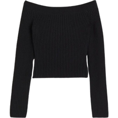 H&M Off the Shoulder Rib Knit Sweater - Black