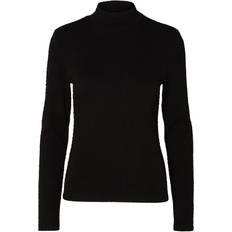 Dame - Høy krage T-skjorter & Singleter Selected Textured High Neck Knitted Top - Black