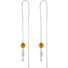 Beige Schmuck Pernille Corydon Glow Earrings - Silver/Amber/Pearl