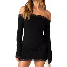 Short Dresses - Women Edikted Diora Off Shoulder Mini Dress - Black