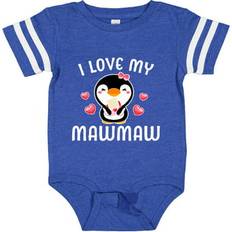 Inktastic I Love My Mawmaw with Cute Penguin & Hearts Girls Baby Bodysuit - Football Blue & White