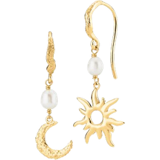 Sistie Universe Sun And Moon Earrings - Gold/Pearls
