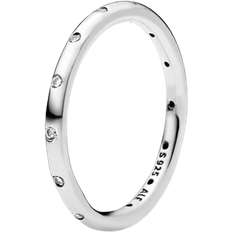Pandora Simple Sparkling Band Ring - Silver/Transparent