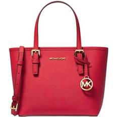 Red Bags Michael Kors Jet Set Travel Extra Small Saffiano Leather Top Zip Tote Bag - Bright Red