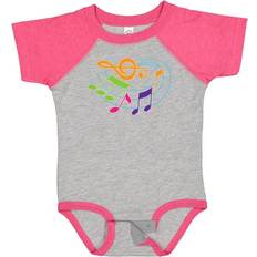 Inktastic Music Notes Musical Gift Baby Bodysuit - Heather & Hot Pink