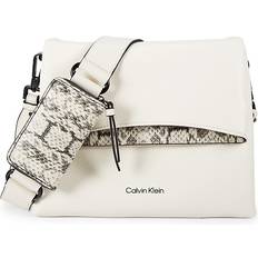 Calvin Klein Crossbody Bags Calvin Klein Chrome Adjustable Flap Crossbody with Zippered Pouch Cherub White/Black