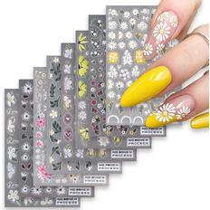 Nageldekoration & Nagelaufkleber 8 blatt blume nagelsticker nagelaufkleber frühling daisy nail art stickers se Nail-Art