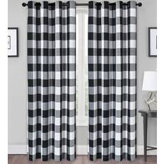 Checkered Curtains & Accessories Buffalo Plaid Checkered Grommet Black54x84"