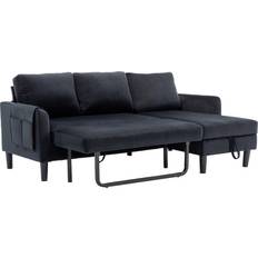 Velvet Sofas HOMEFUN HFHDSN-988BK Black 72.4" 4 Seater