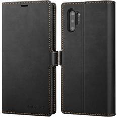 Galaxy Note 10 Plus Wallet Case Premium Leather Note 10 Plus Folio Flip Case with Kickstand Card Holder Slots Screen Protector Shockproof Protective Cover for Samsung Galaxy Note 10 Plus 6.8” Black