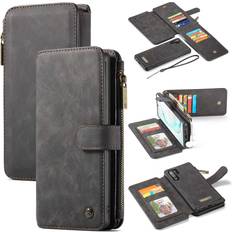 Wallet Cases GFU 2-in-1 Detachable Samsung Galaxy Note 10 Plus Wallet Case, Best Thin Card Holder Leather Magnetic Flip Stand Zipper Purse Wallet Case Samsung Galaxy Note 10 2019 for Women for Men Girls Black