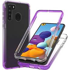 Bohefo Clear Case Compatible with Galaxy A21,Samsung A21 Case for Girls Women, Cute Crystal TPU Bumper Shockproof Protective Phone Case Cover for Samsung Galaxy A21 Purple
