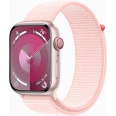 Apple Wearables Apple Watch Series 9 Cellular Aluminum Case, Adjustable Strap Light Pink Sport Loop Pink Case 45mm
