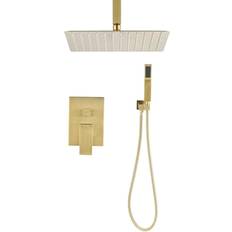 Gold Shower Sets Satico 2-Spray Patterns with Rainfall Dual Shower Shower Gold